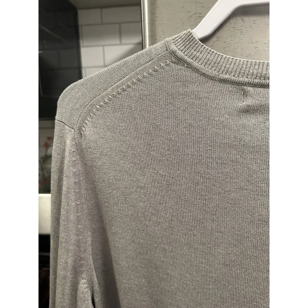 Banana Republic Men's Gray Silk Cashmere V-Neck Knit Pullover Sweater L